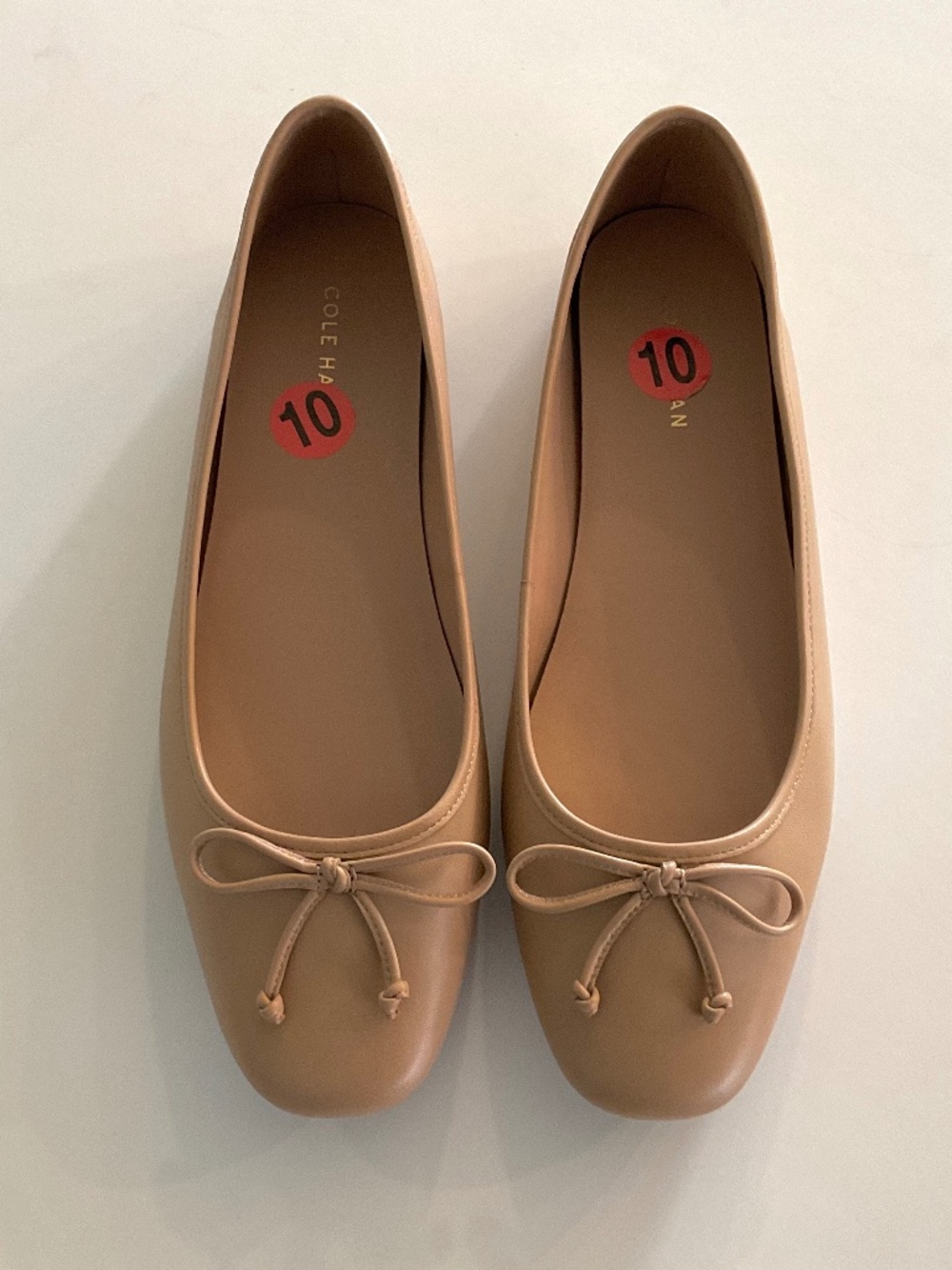 COLE HAAN Yara Soft Leather Ballet Flats in Tuscan Sand Size 10 NEW